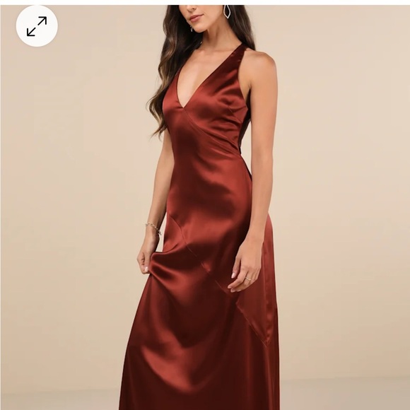 Satin rust, brown dress - Picture 1 of 5